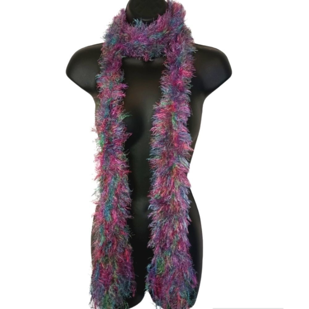 Multi Colored Hand Knit Soft Fluffy Scarf